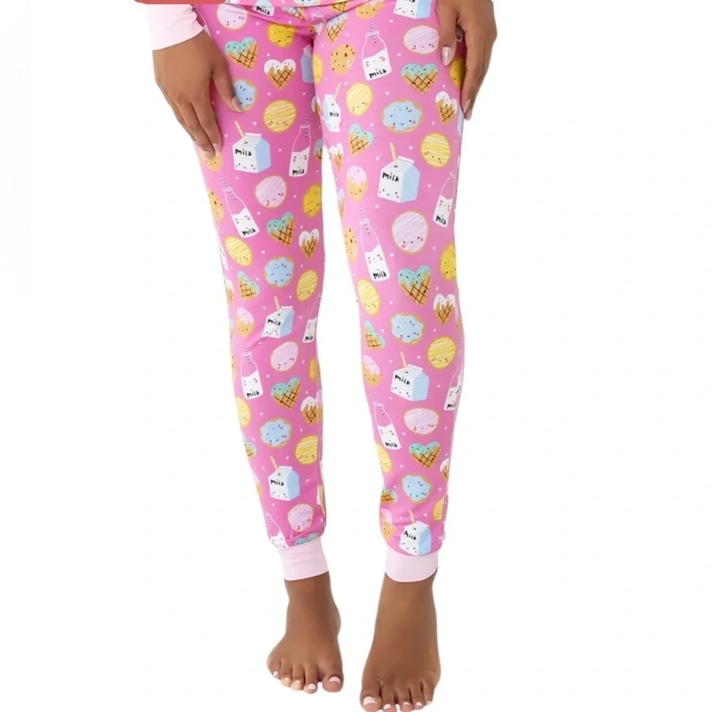 Little Sleepies Bamboo Cookies & Milk Pink Pajamas 2PC Set Top Bottom S NWOT